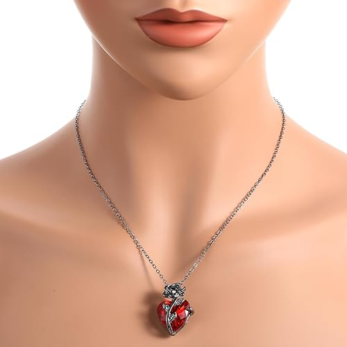 Y2K Bow Heart Pendant Necklace Gothic Red Accessories