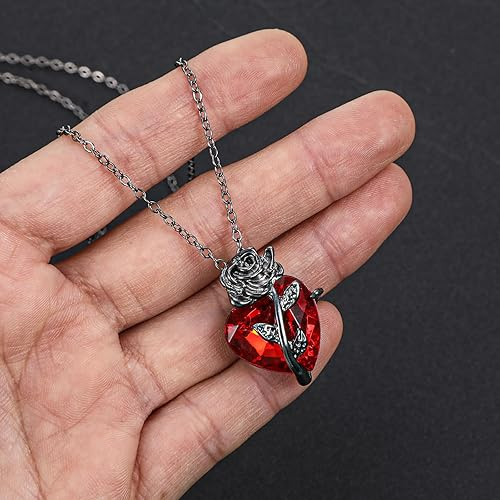Y2K Bow Heart Pendant Necklace Gothic Red Accessories