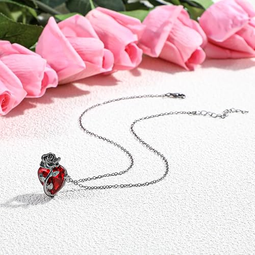 Y2K Bow Heart Pendant Necklace Gothic Red Accessories