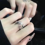 Y2K Style Irregular Star Crystal & Pearl Ring Set: Adjustable Open-Cuff Stackable Rings