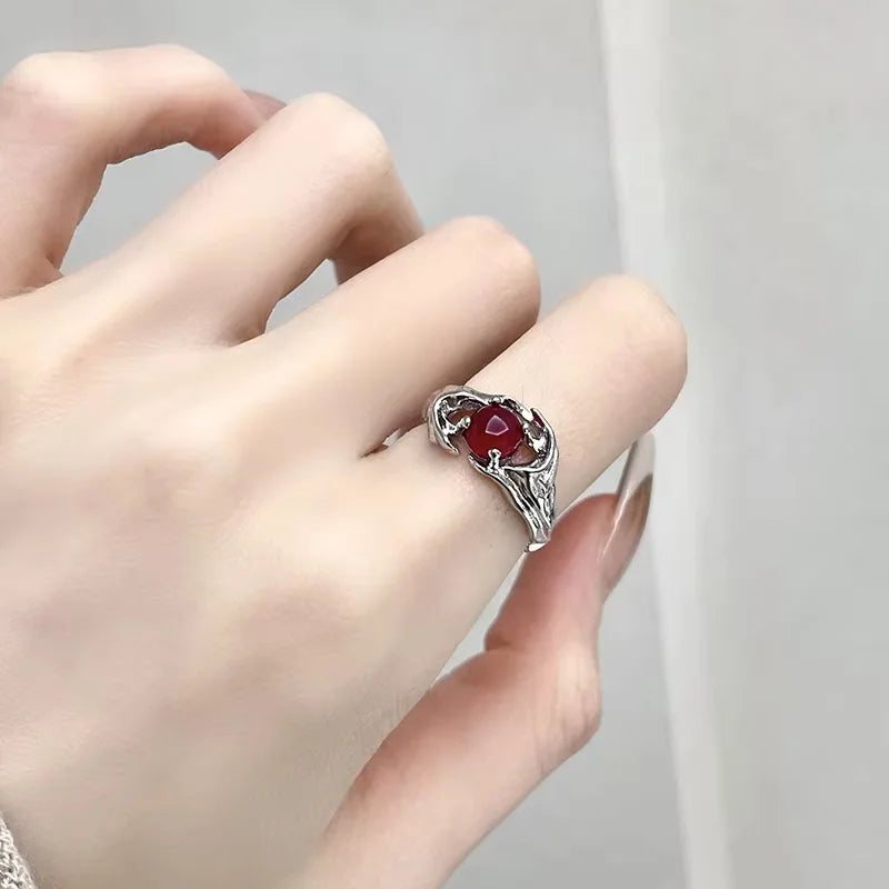 Y2K Style Irregular Star Crystal & Pearl Ring Set: Adjustable Open-Cuff Stackable Rings