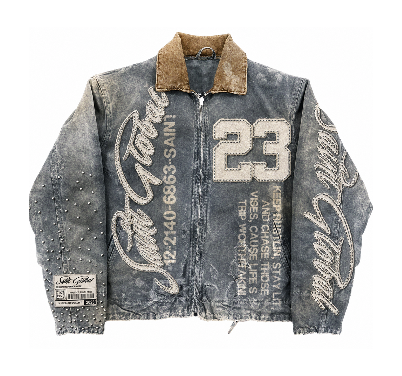 Y2K Archive Distressed Studded Denim Workwear Jacket