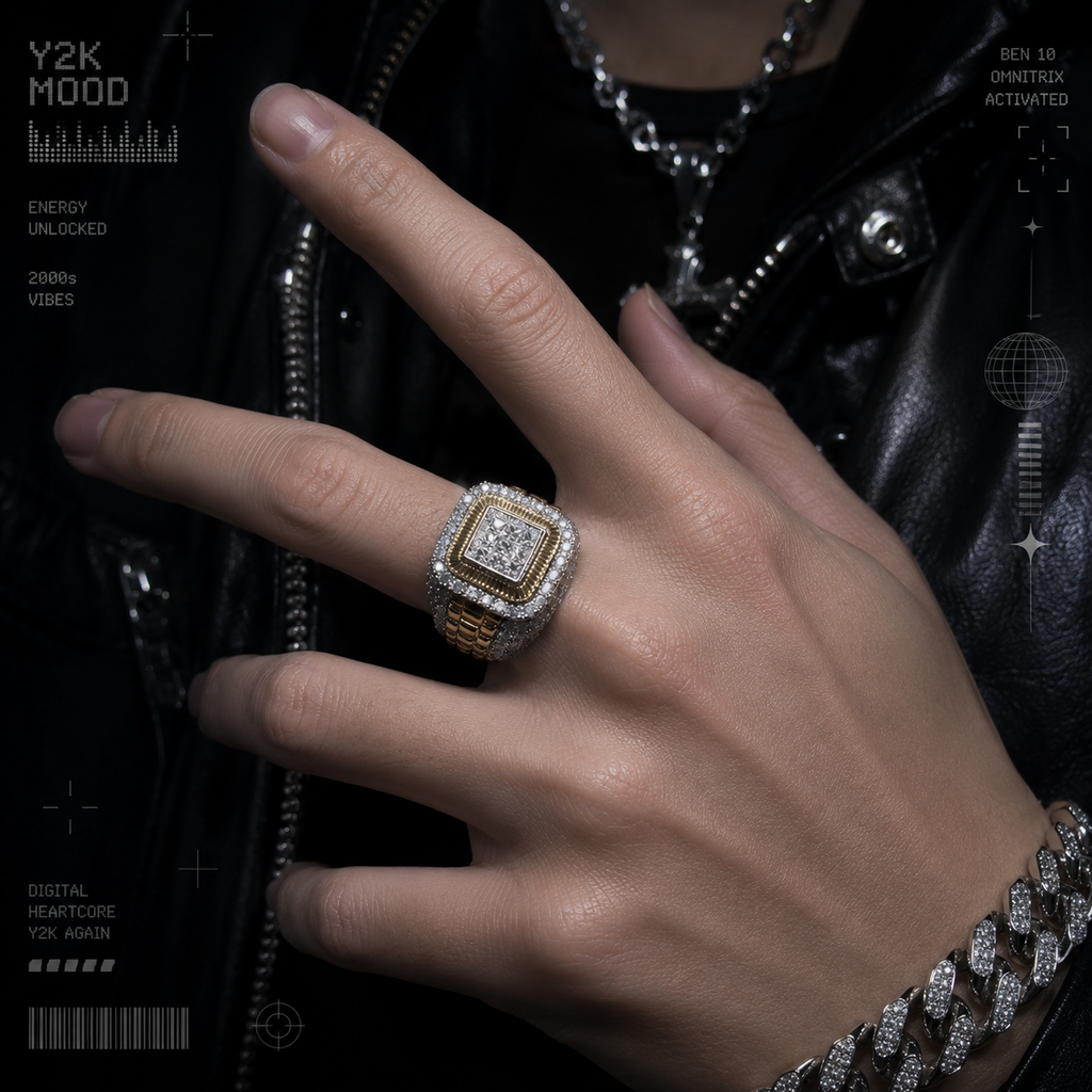 Domineering Gold Color Hip Hop Ring White Zircon Stones Punk
