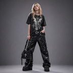 Gothic Opium Fallen Angel Washed Black Oversized Tee