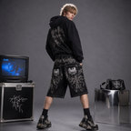 Y2K Grunge Cyber Gothic Embroidered Denim Shorts