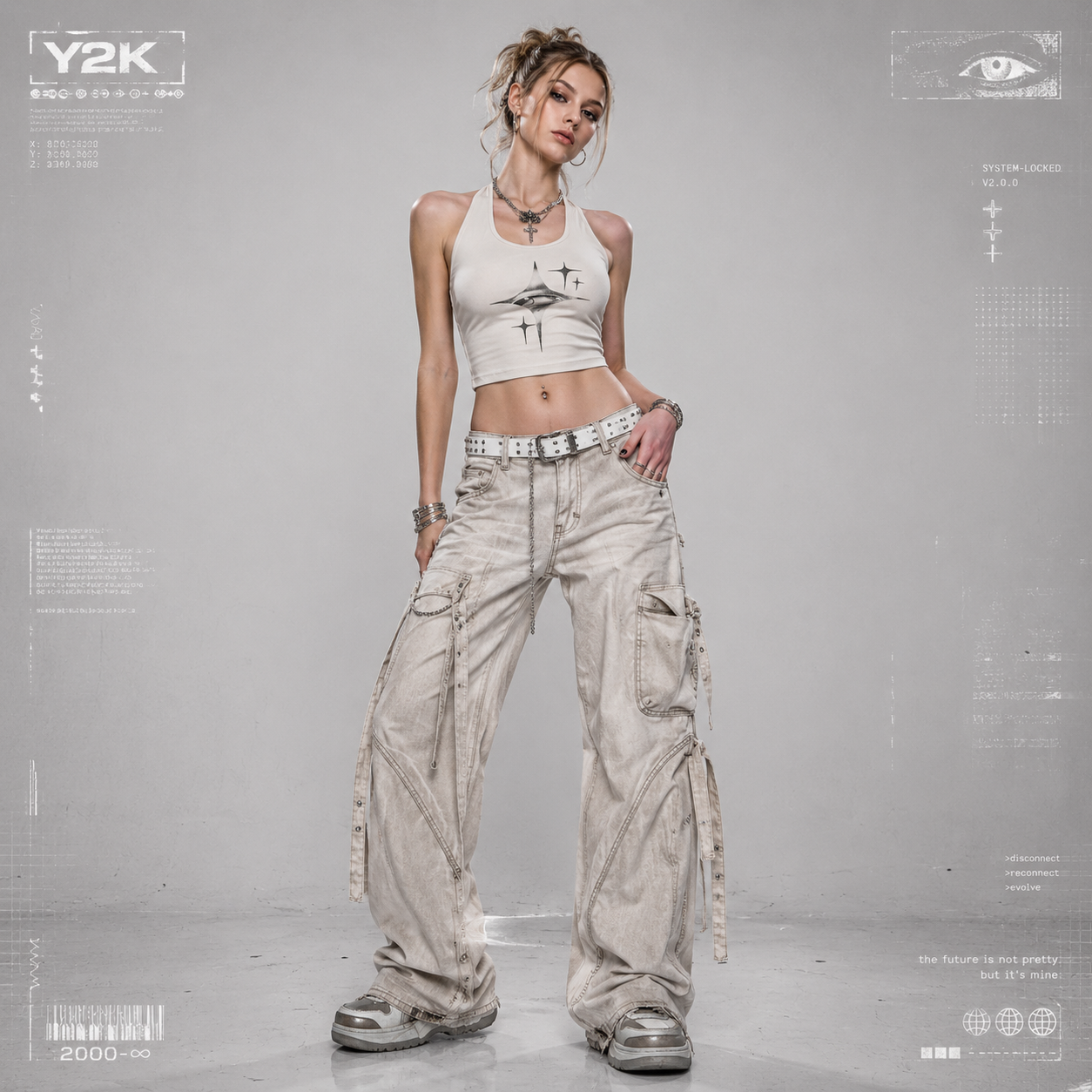 Y2K Eyes Retro Slim And Slimming Short Top