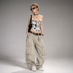 Y2K E-Girl Punk Print Sleeveless Ribbed Knit Tank Top