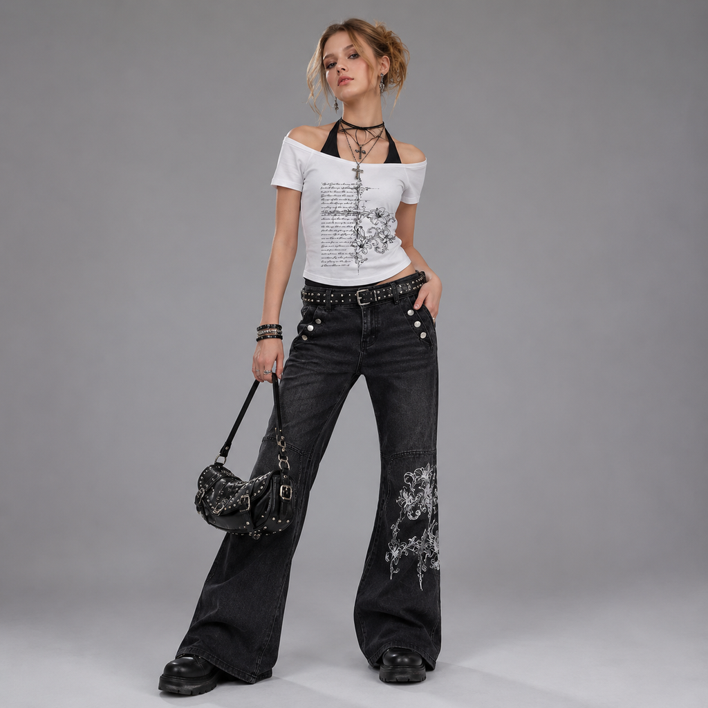 Y2K Aesthetic Retro T-shirt Women's Retro Grunge Street Wear Summer