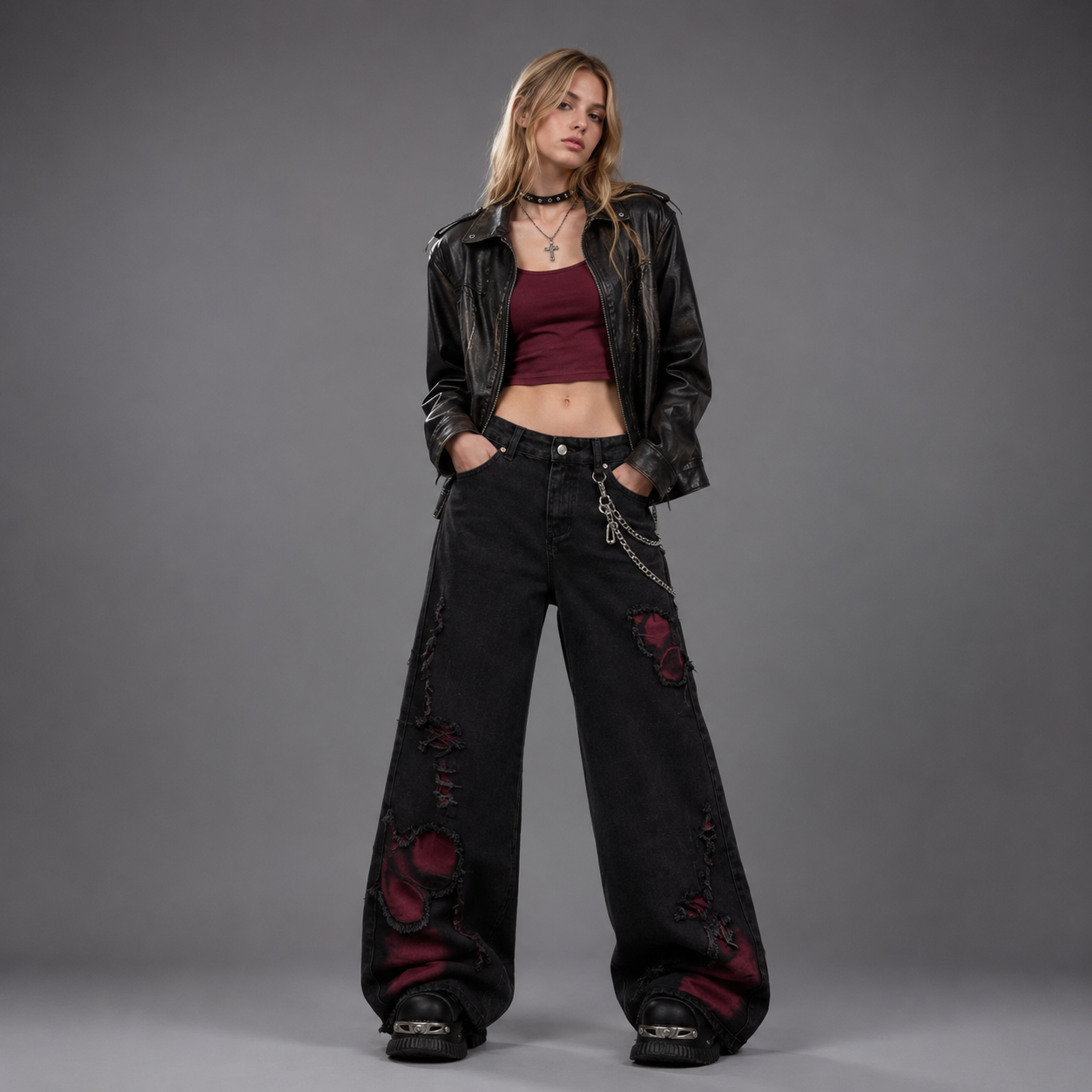 Vintage 90s Aesthetic Cowboy Pants Oversize Denim Trousers Y2k 2000s