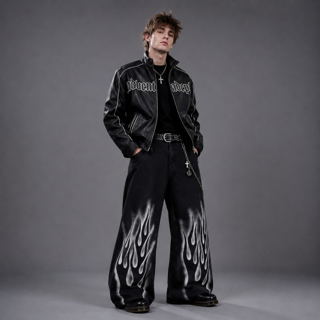 High Streets  American Baggy Wide Leg Denim Pants