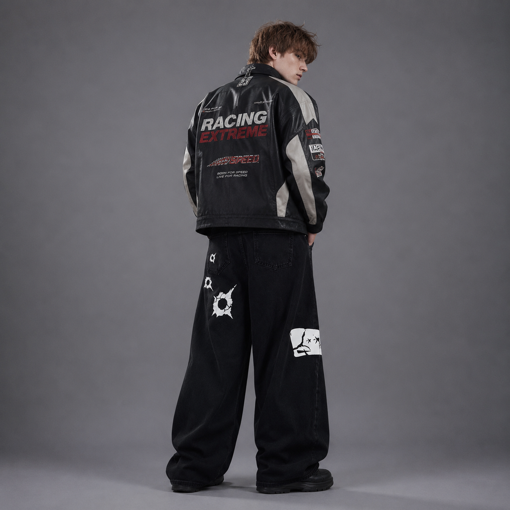 Y2K Streetwear Graphic High Streets American Baggy Wide Leg Denim Pants