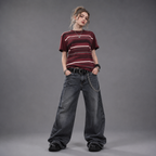 Y2K Aesthetic Fairy Grunge 90s Striped Short Sleeve Pullover Tees