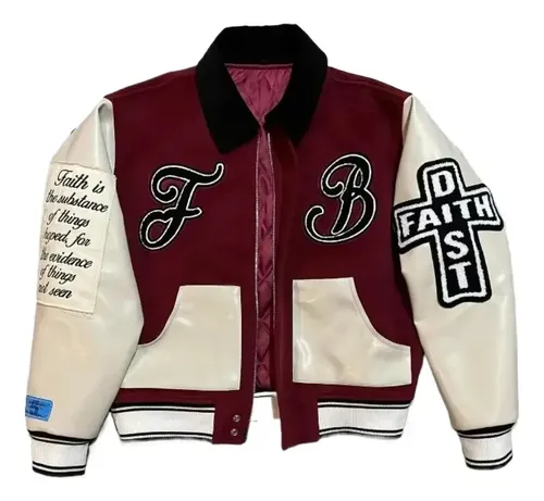 Retro Streetwear "Faith" Colorblock Varsity Jacket