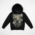Y2K Fur Vintage Southpole Y2K Black Furry Hooded Zip-Up Hoodie