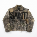 Y2K Avant-Garde Distressed Leaf Camo Studded Jacket