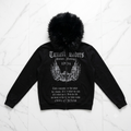 Y2K Fur Gothic Grunge Black Furry Hooded Zip-Up Jacket