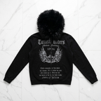 Y2K Fur Gothic Grunge Black Furry Hooded Zip-Up Jacket