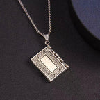 Gothic Style Religious Bible Necklace Alloy Steel Vintage Flipped Bible
