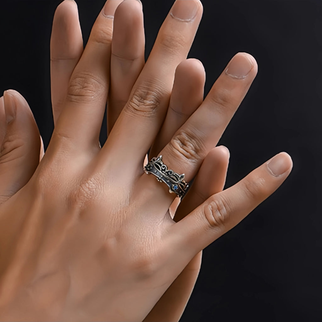 Retro Iris Flower-de-luce Crown Adjustable Open Ring
