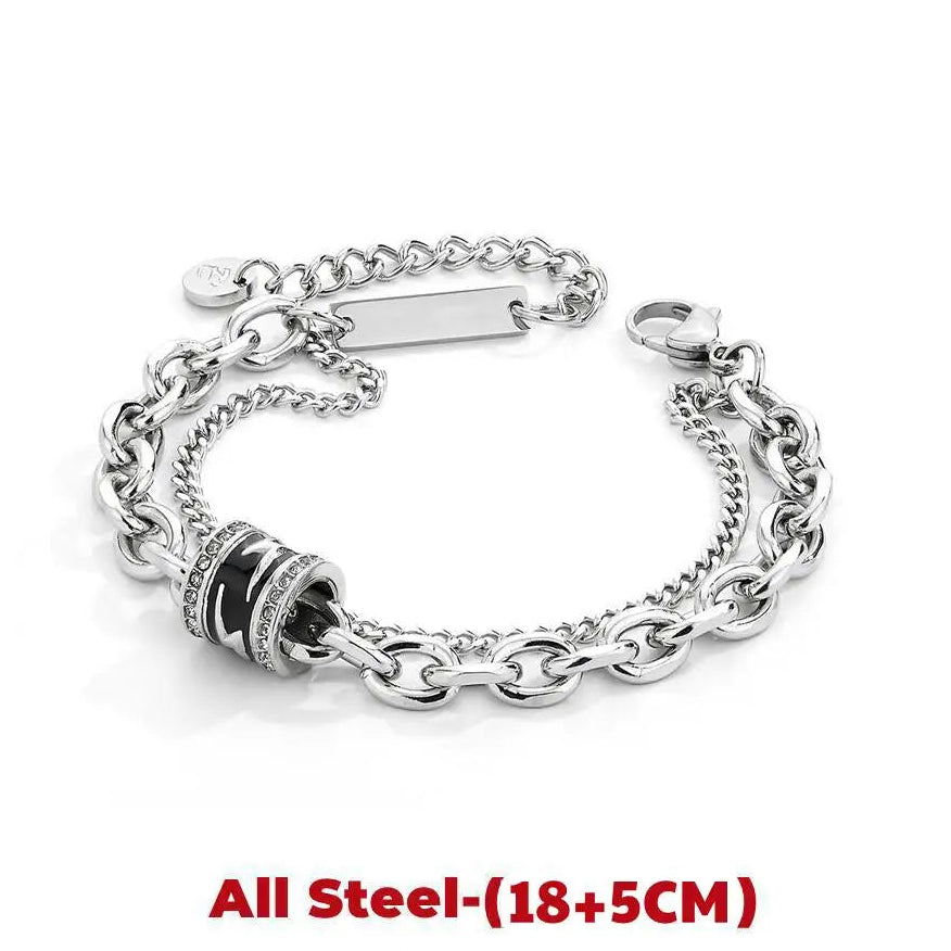 Hip Hop Black Lightning Bracelet =Non Fading Titanium Steel Punk Cuban Bracelet