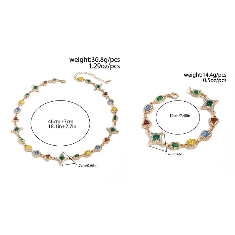 Ingemark Boho Luxury Colorful Crystal Chain Necklace