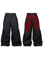 American Retro Embroidered Pattern Y2K Streetwear Wide Leg Pants