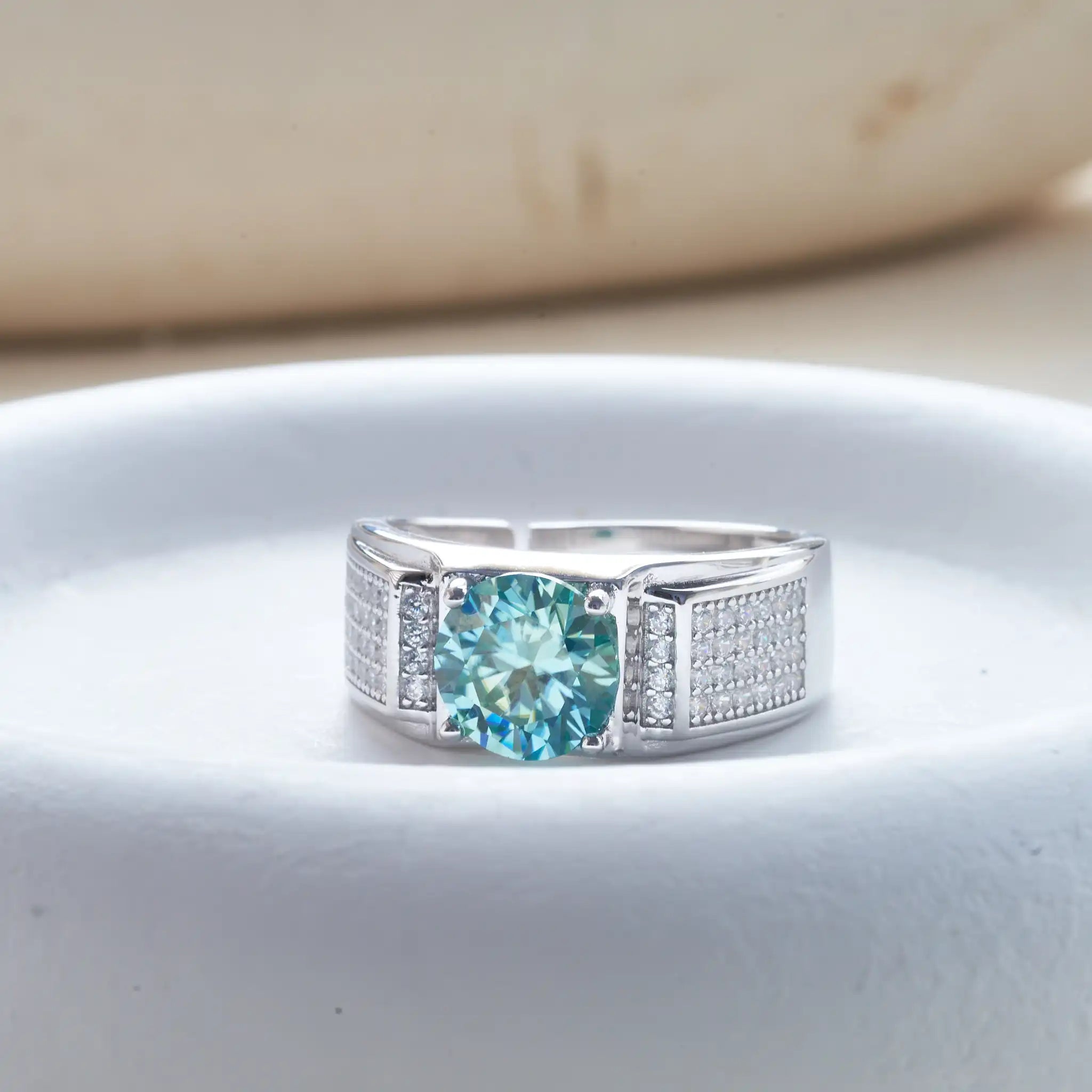 Real 1.0 Carat Moissanite Pure Solid 18K White Gold Ring