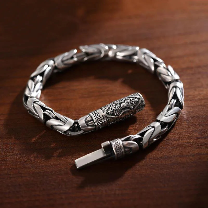 Vintage Hip Hop Silver Color Handmade Bracelet