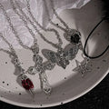 Gothic Set Vintage Punk Heart Snake Butterfly Charm Necklaces