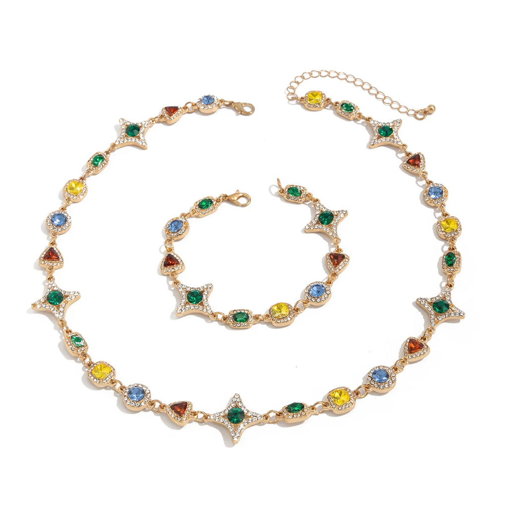 Ingemark Boho Luxury Colorful Crystal Chain Necklace