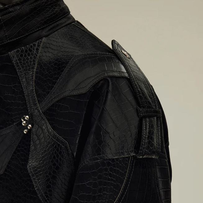 Cyberpunk Crocodile Print Pu Leather Jacket Y2K Streetwear Clothes