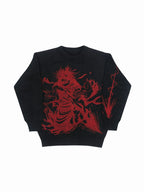 Y2K Streetwear Gothic Grunge Black and Red Graphic Knit Sweater