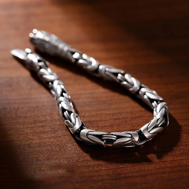 Vintage Hip Hop Silver Color Handmade Bracelet