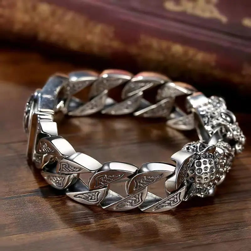 Double Leopard Head Woven Bracelet