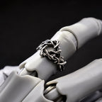 Retro Thorny Vines Star Adjustable Open Ring