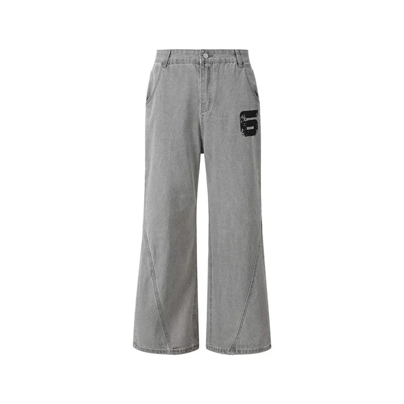Y2K Jean For Man Washed American Straight Leg Denim Pants