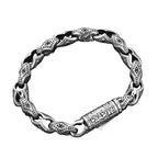Crystal Black Cube Vintage Lines Flower Chain Bracelet