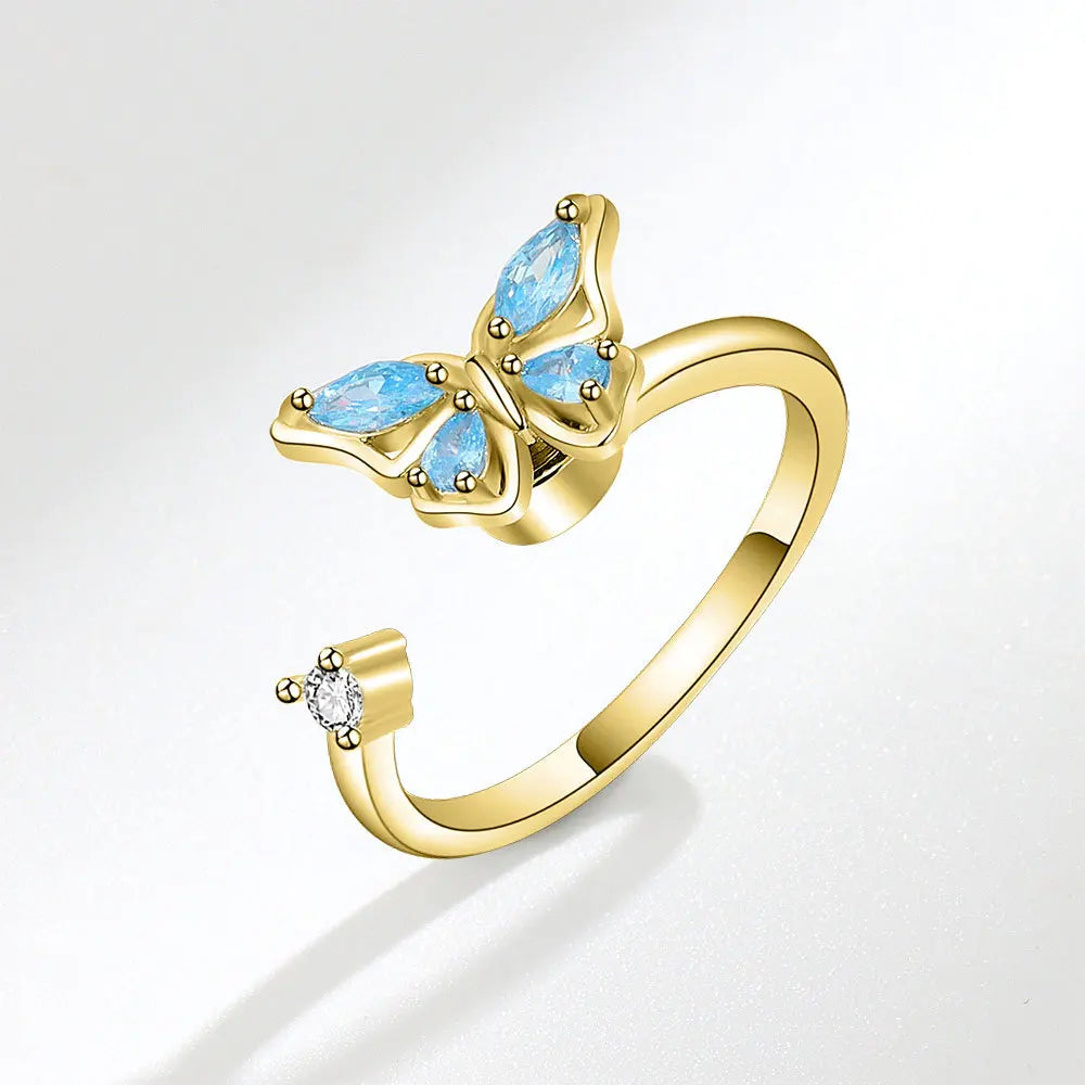 Sunflower Diamond Zircon Rotatable Ring