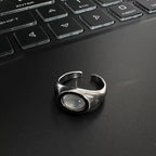 Punk Moonstone Irregular Geometric Statement Ring