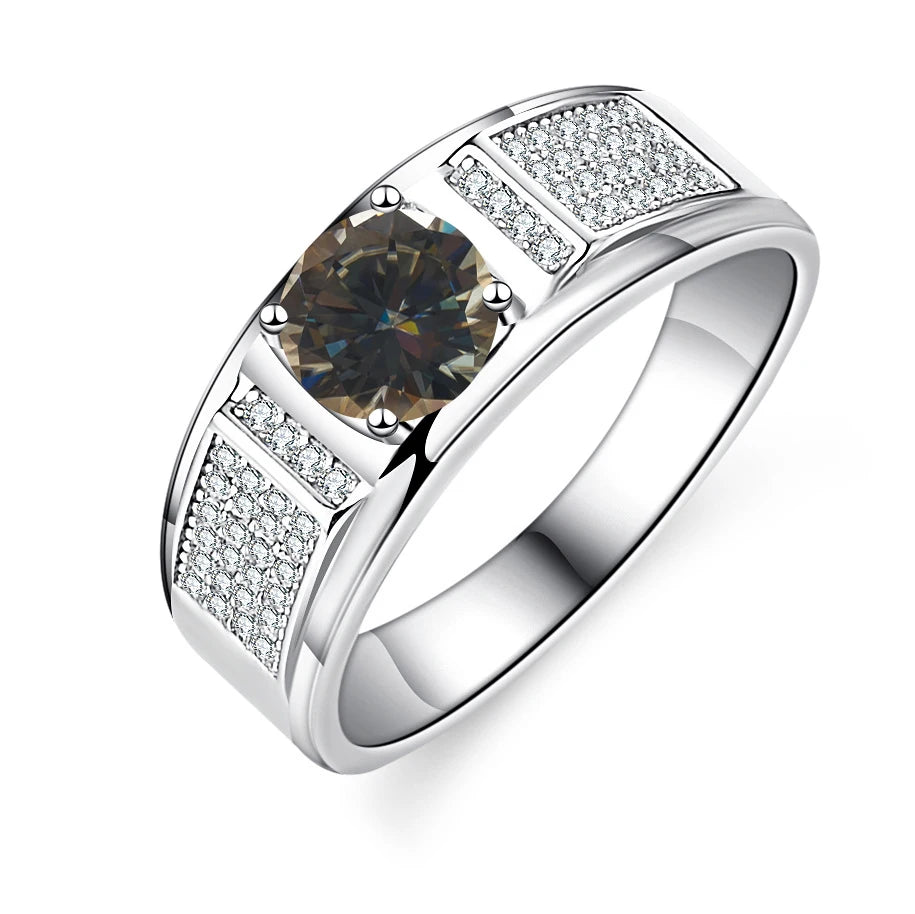 Real 1.0 Carat Moissanite Pure Solid 18K White Gold Ring