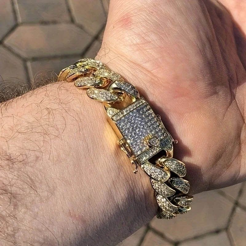 Luxury Iced Out Cuban Link Chain Bracelet