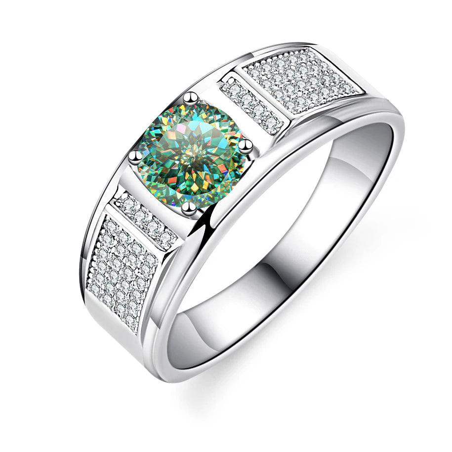 Real 1.0 Carat Moissanite Pure Solid 18K White Gold Ring
