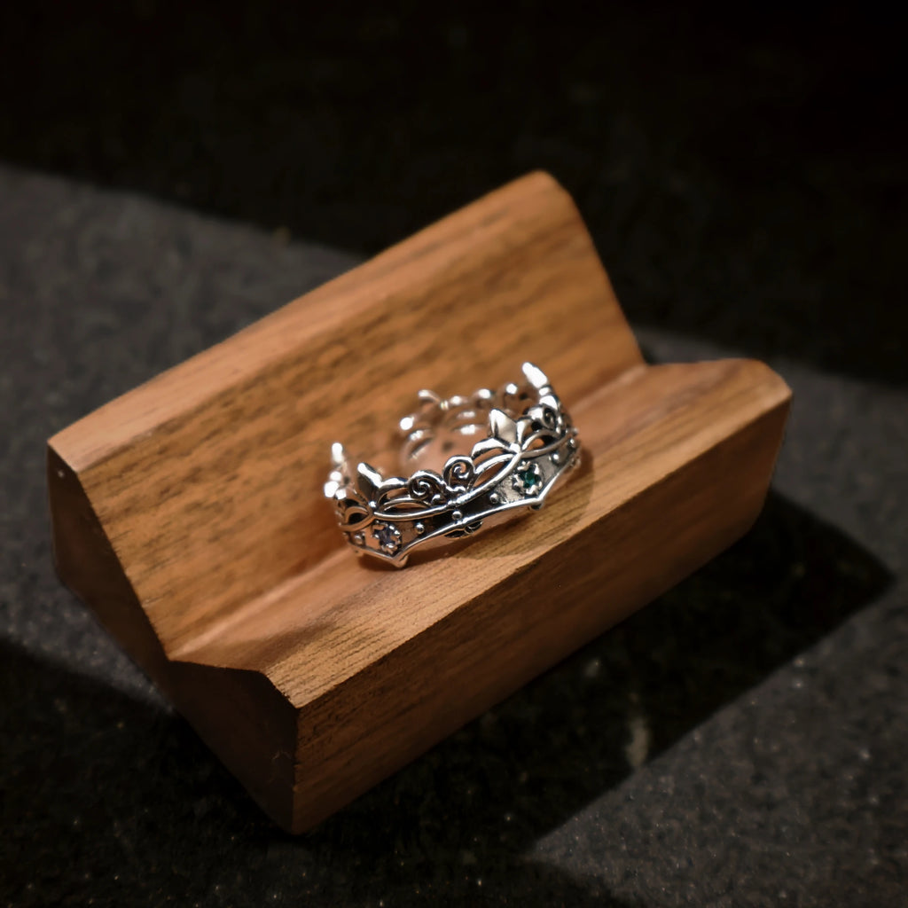 Retro Iris Flower-de-luce Crown Adjustable Open Ring