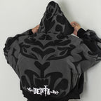Y2K Opium Core Tribal Tribal Graphic Oversized Heavyweight Zipper Hoodie