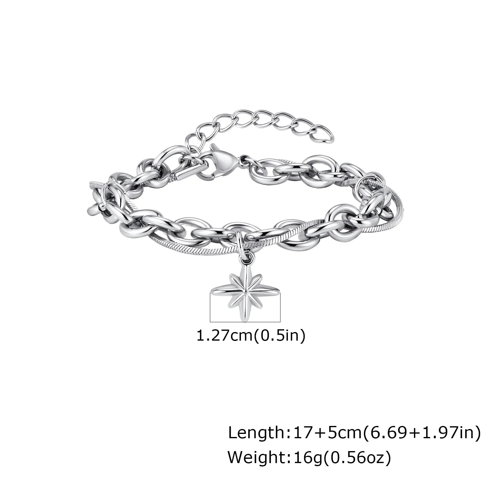 Retro Silver Color  Double-layer Bracelet Hip Hop Punk