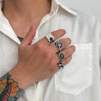 Set 4 Pieces Hip-hop Punk Geometric Oval Rectangular Five-pointed Star Opening Rings