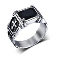 Creative Trend Delicate Compact Red Gemstone Cross Pattern Ring Retro