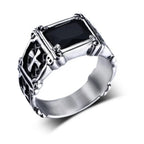 Creative Trend Delicate Compact Red Gemstone Cross Pattern Ring Retro
