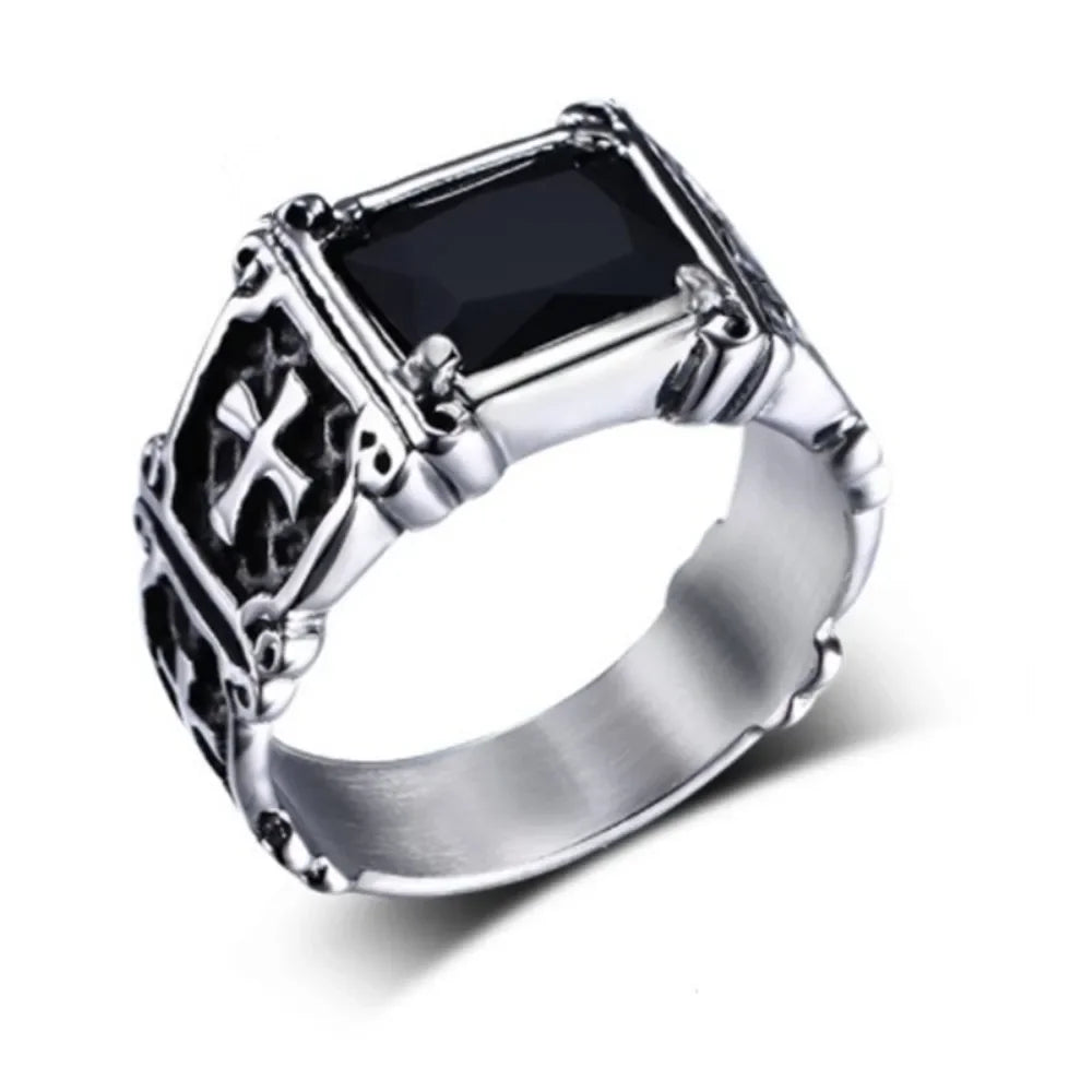 Creative Trend Delicate Compact Red Gemstone Cross Pattern Ring Retro