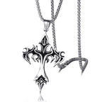 Vintage Flame Cross Pendant Necklace